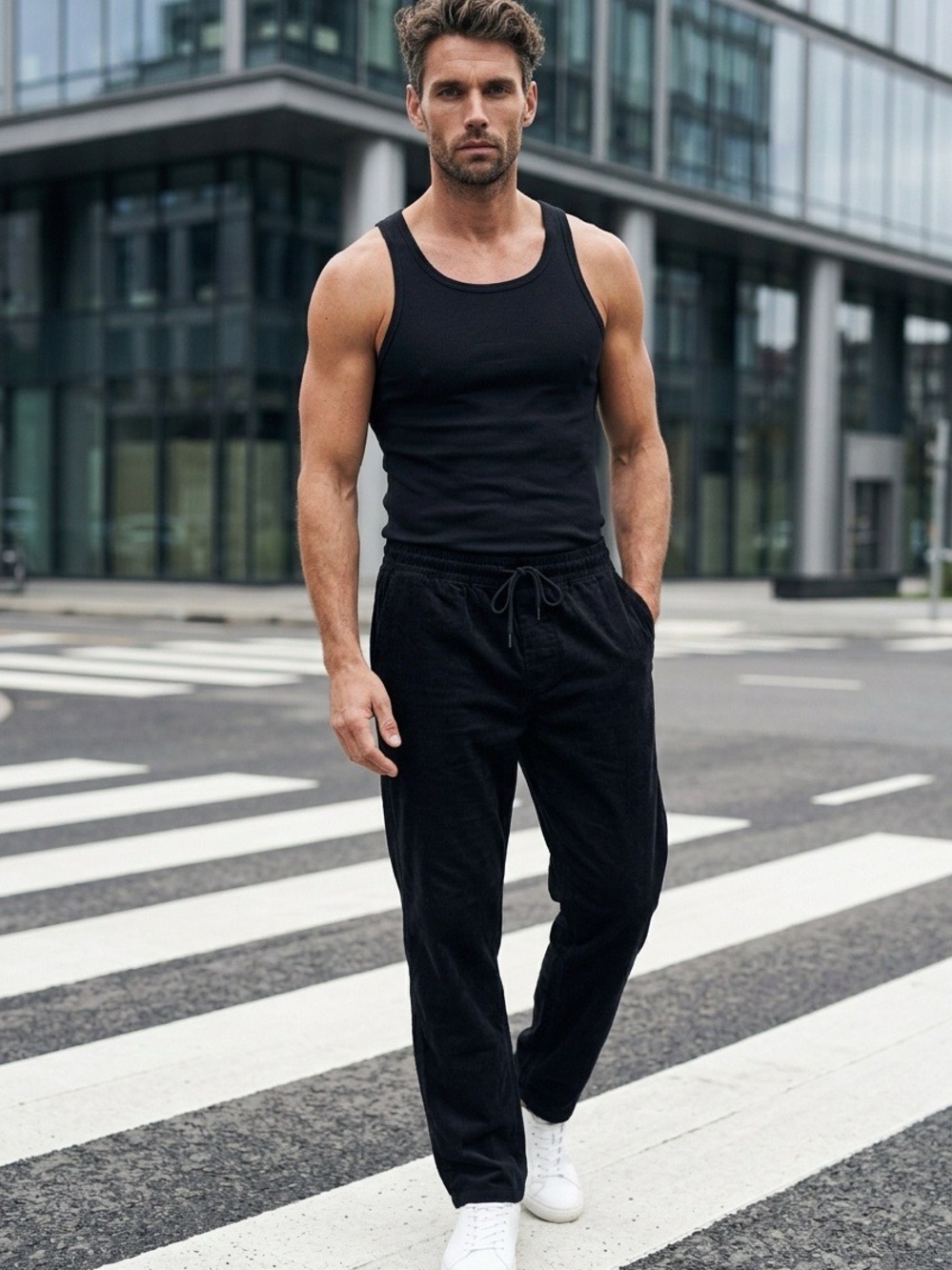 Men's Black Pants , light weight corduroy